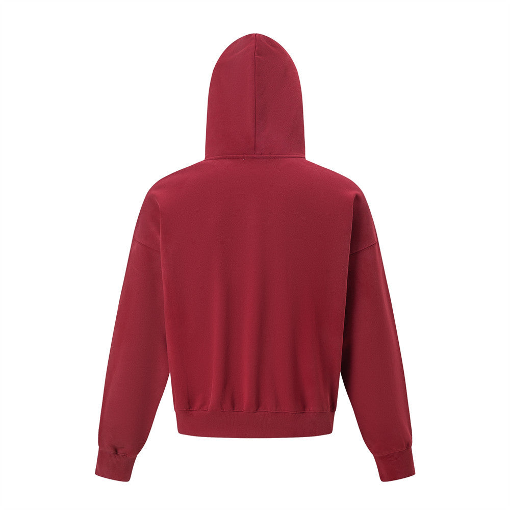 Five pointed star printed loose hooded cardigan sweatshirt