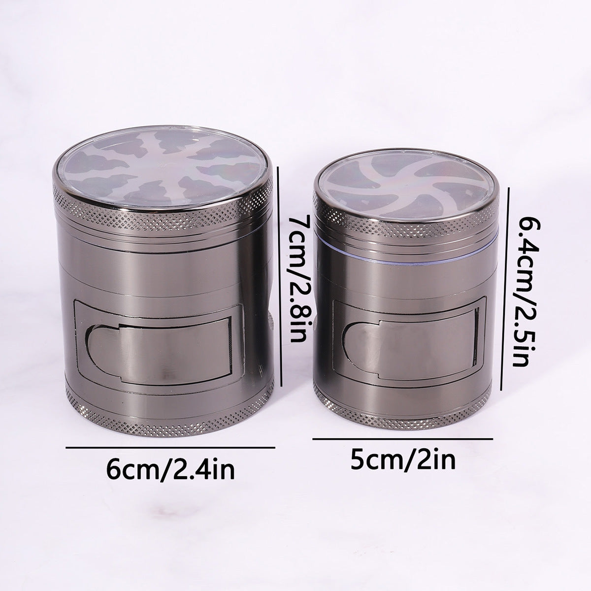 Hot Sale Zinc Alloy 60MM Diameter Four-Layer Manual Herb Grinder with Open Window
