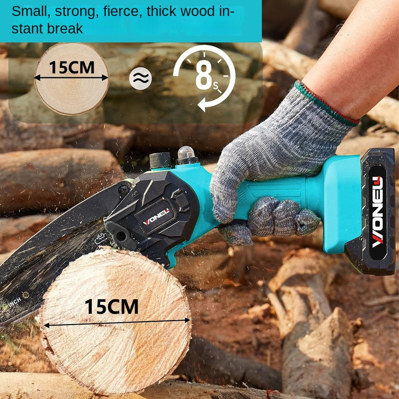 Powerful Cordless 6-Inch Mini Electric Saw for Home Wood Cutting, Rechargeable High-Power Outdoor Chainsaw